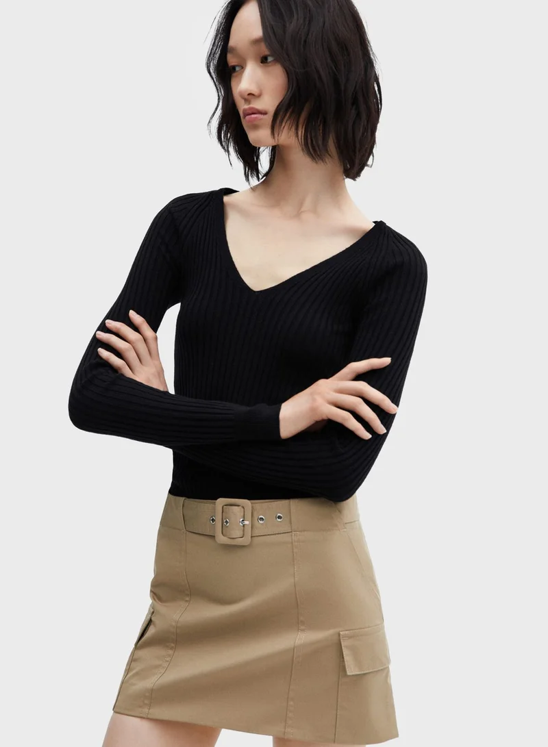 MANGO V-Neck Knitted Sweater