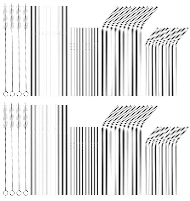 Tergy 100Piece Reusable Stainless Steel Straws 85 105 Metal Drinking Smoothie Straws for Tumblers 20oz32oz with Cleaning Brush 