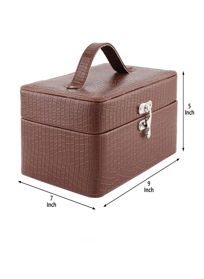 FADAK Professional Cosmetic Makeup Kit Storage Organizer Travel Toiletry Vanity Box Cosmetic Bag, Make up box for Home & Travel,Vanity Box (Brown) - Image 3