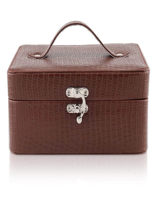 FADAK Professional Cosmetic Makeup Kit Storage Organizer Travel Toiletry Vanity Box Cosmetic Bag, Make up box for Home & Travel,Vanity Box (Brown) - Image 1