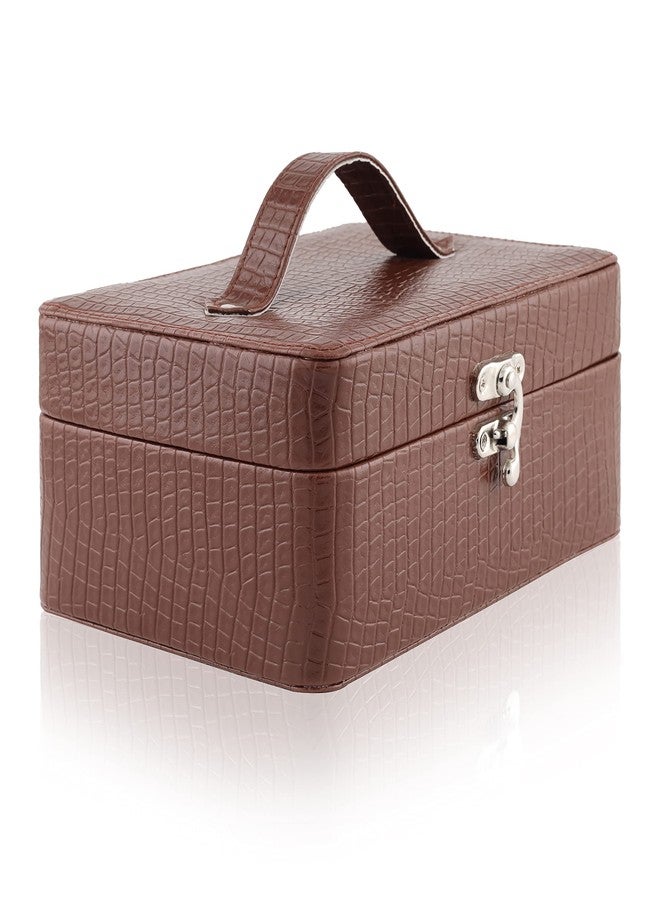 FADAK Professional Cosmetic Makeup Kit Storage Organizer Travel Toiletry Vanity Box Cosmetic Bag, Make up box for Home & Travel,Vanity Box (Brown) - Image 5