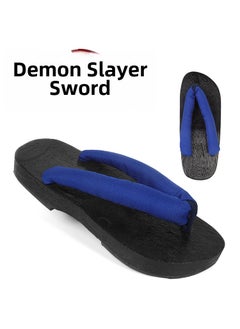 Japanese Wooden Clogs Mens Anime SandalsBlue Blue