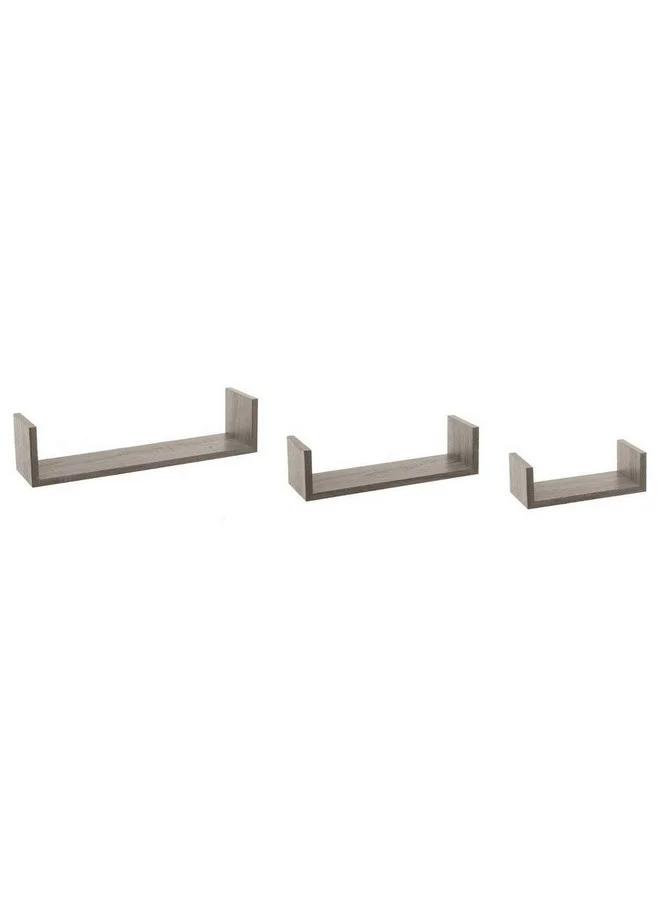 Five Simply Smart 3-Piece Fixy Floating Wall Shelf Set Grey Oak 10 x 10 x 42 cm 138955D