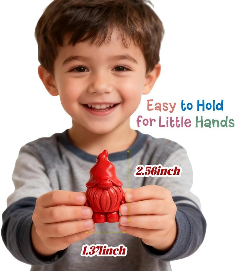 VKTEN Gnome-Shaped Toddler Crayons, 12 Colors Non-Toxic Washable Crayons for Kids – Perfect Stocking Stuffers Christmas Gifts Easter Basket Stuffers for Babies Toddler - Image 4