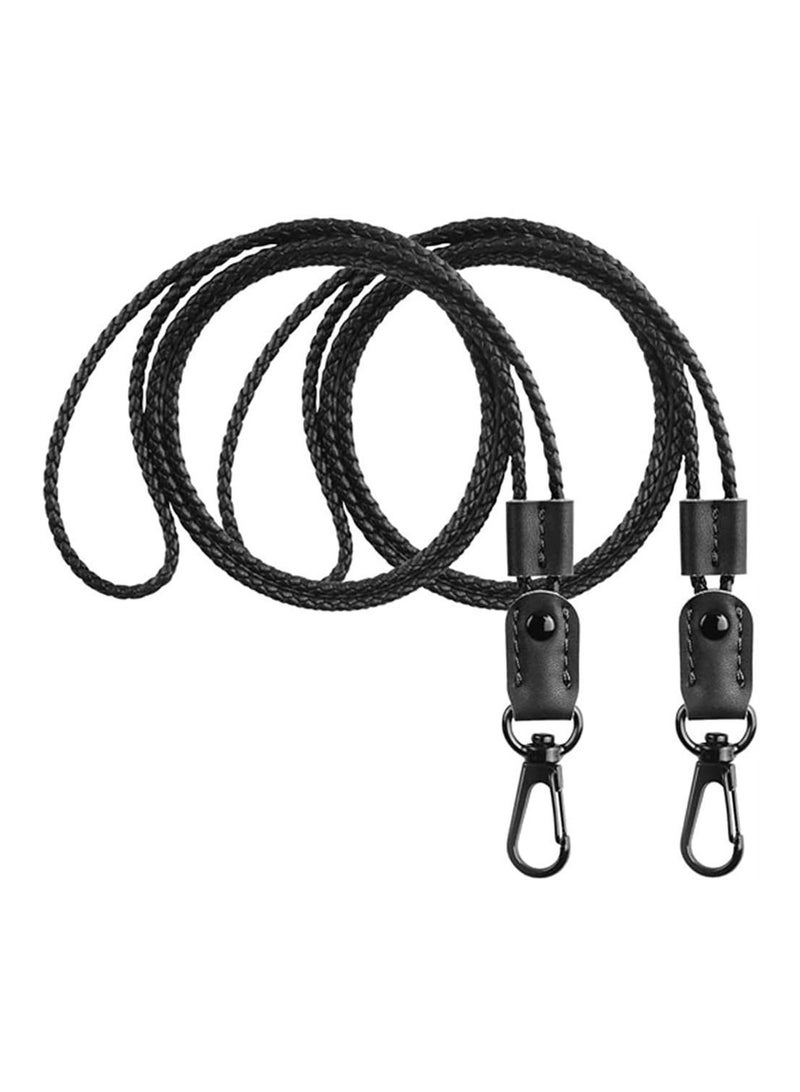 Y&D Lanyard for Key, SYOSI 2 Pack of Leather Neck Strap with Strong Metal Clip ID Card Badge Holder, Keys, Cell Phone, Mini Notebook Unisex (Black Lanyards) - Image 1