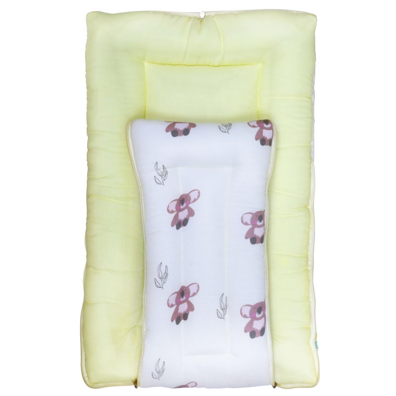 1ST STEP Muslin Cotton 3 in 1 Baby Bed, Sleeping Bag & Carry Nest, Cotton Baby Bedding for New Born & Infant, Portable Bassinet, for Baby Carrying & Sleeping, Unisex Baby Sleeping Bed (YLBEAR) - Image 5