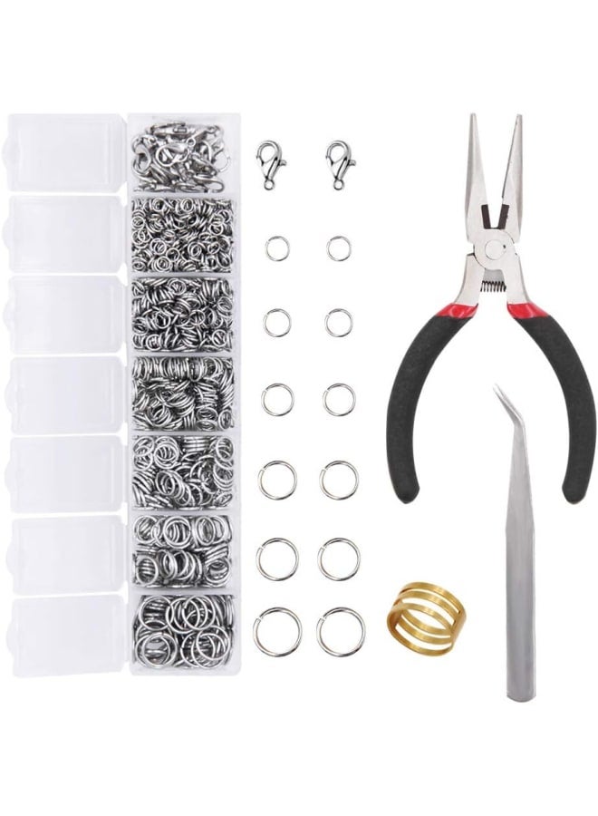 1504pcs Open Jump Ring and Lobster Clasps Kit Jewelry Repair Tools Jewelry Making Supplies Kit with Jewelry Making Accessories for Necklace Making Repair (Silver) - Image 1