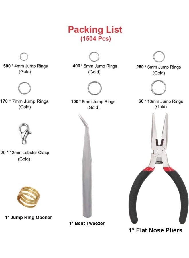 1504pcs Open Jump Ring and Lobster Clasps Kit Jewelry Repair Tools Jewelry Making Supplies Kit with Jewelry Making Accessories for Necklace Making Repair (Silver) - Image 2