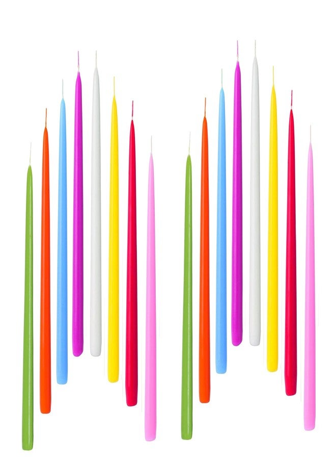 Luces Multi Color Smokeless Paraffin Wax Scented Tapered Stick Candles for Decoration Pack of 16 - Image 1