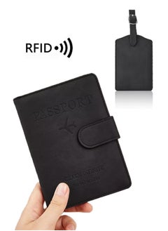 Generic Travel Passport Holder With Luggage Tag,Passport Cover With RFID  Blocking,PU Leather Passport Case,Multiple Storage Compartments,Foldable,Anti-Degaussing,Can Store Passport, Cash, Air Tickets, Sim Card, Receipts, Credit Cards  - Image 1