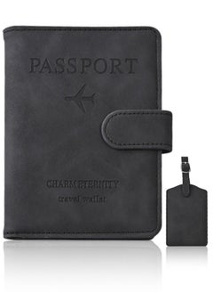 Generic Travel Passport Holder With Luggage Tag,Passport Cover With RFID  Blocking,PU Leather Passport Case,Multiple Storage Compartments,Foldable,Anti-Degaussing,Can Store Passport, Cash, Air Tickets, Sim Card, Receipts, Credit Cards  - Image 1