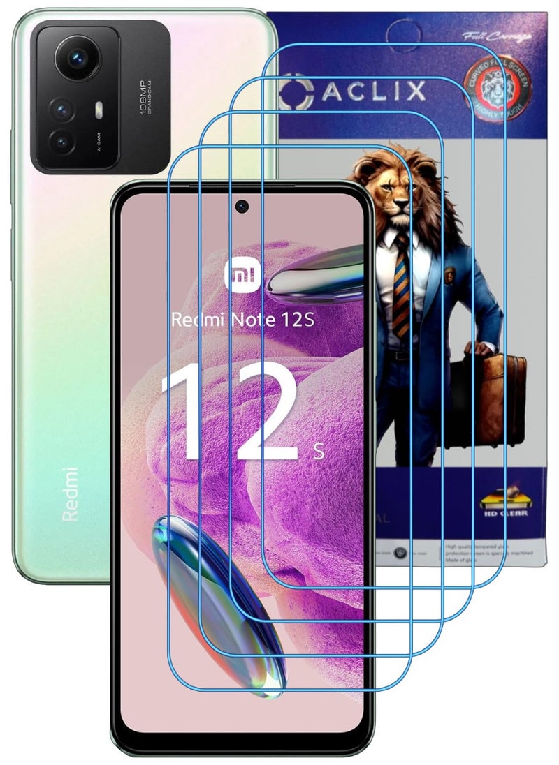 ACLIX 4 Pieces Antistatic ESD Dustproof Premium Quality High Definition Clear Tempered Glass Screen Protector Designed For Xiaomi Redmi Note 12S - Image 1