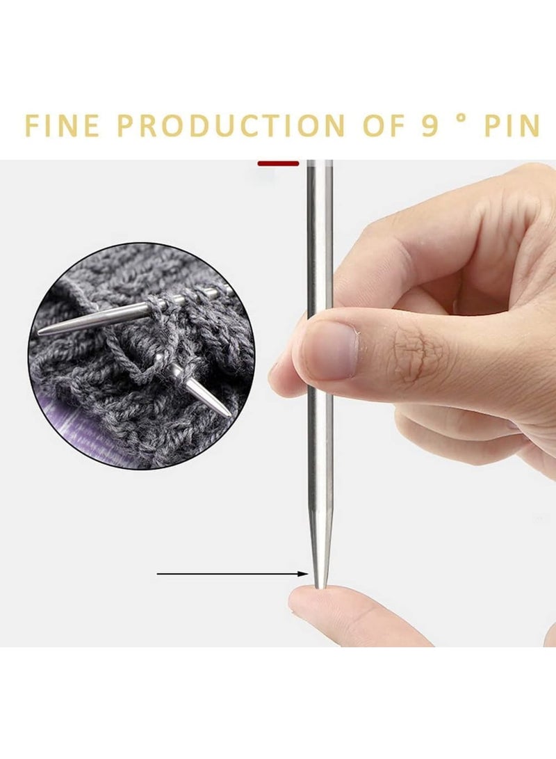 سيوسي Knitting Needles Set, 35Pcs Double Pointed and Straight Metal Needles for Beginners and DIY Craft, Smooth Lightweight Design 2.0-5.0mm, Ideal for Crochet Knitting Projects Travel and Home Use - Image 4