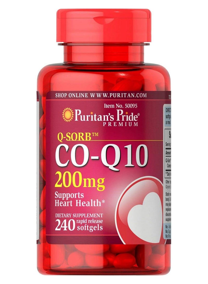 Puritan's Pride Coq10 200 Mg Supports Heart Health 240 Rapid Release Softgels - Image 1