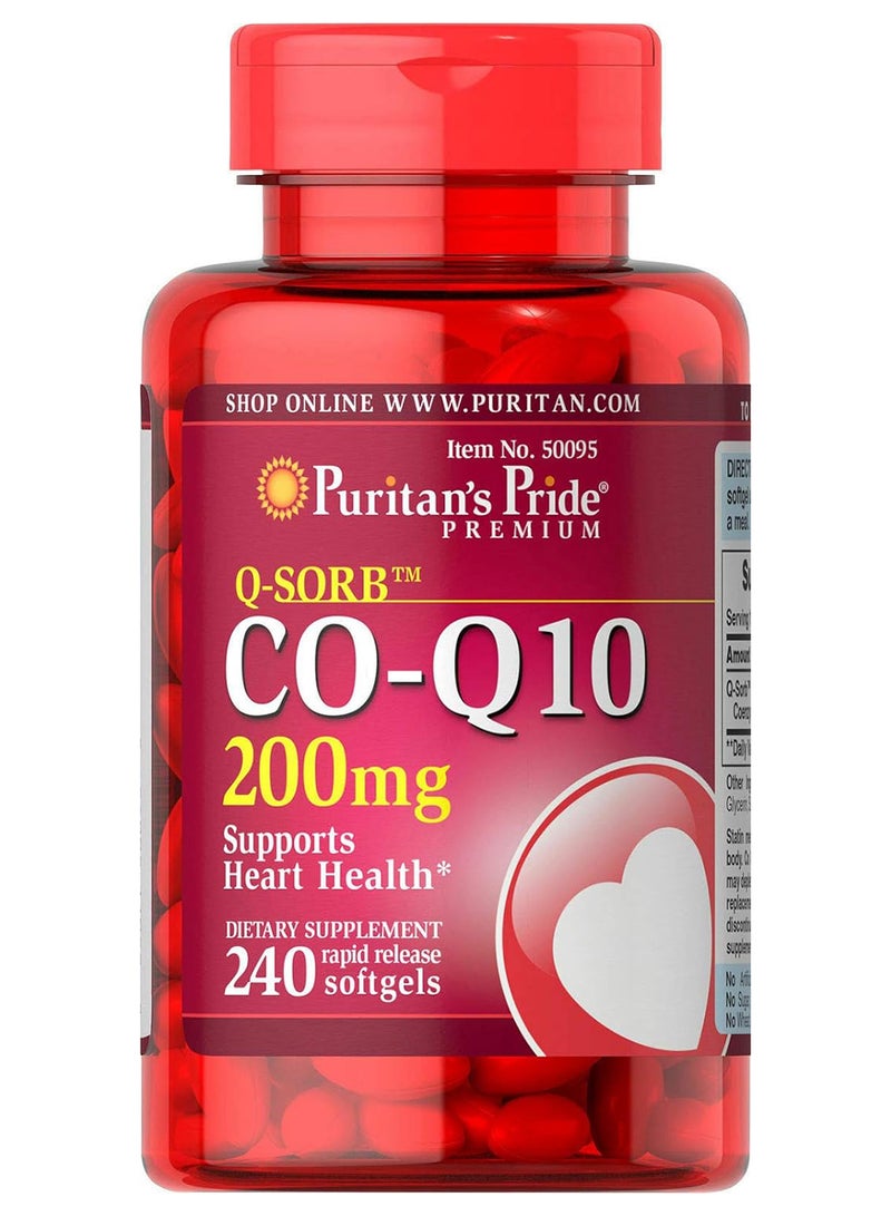 Puritan's Pride Coq10 200 Mg Supports Heart Health 240 Rapid Release Softgels - Image 2