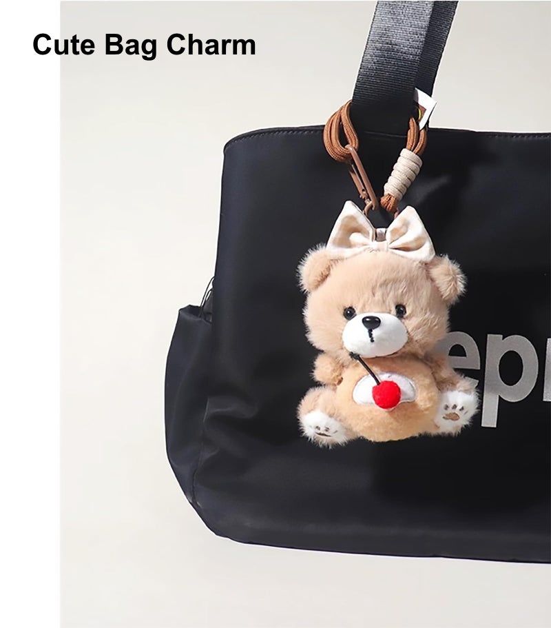 YILANFULL Cherry Bear Key Chain Bag Charms,Cute Plush Keychains Gift For Women Handbag, Purse, Backpack, Car Keys - Image 4