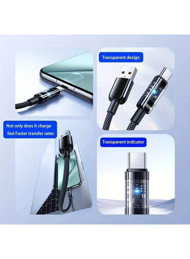 كابل شاحن فائق السرعة أسود 240W من USB إلى Type C لهواوي وآبل - Image 5