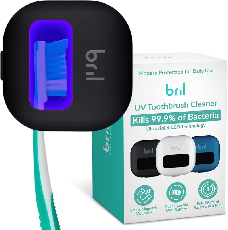Bril UV-C Toothbrush Sanitizer Portable Sterilizer Cover Holder and Case for Any Size Toothbrush (Black) - Image 1