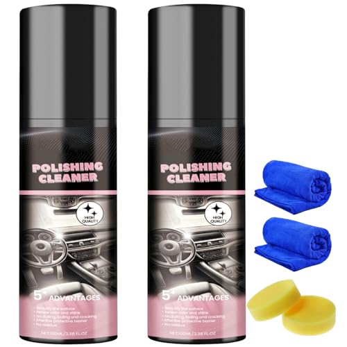 KEBEGE Car Interior Detail Polishing Cleaner MultiPurpose Car Cleaner 100ml 2PCS Compatible with Plastic Leather Fabric Metal - Image 1