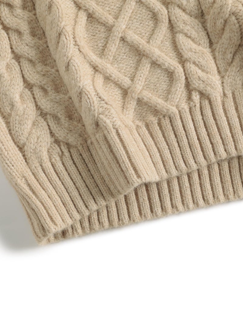 Vamtac Vintage Sweaters Crewneck Cable Knit Sweater Soft Warm Pullover Oversized Chunky Jumper Fall Winter Trendy Tops - Image 4