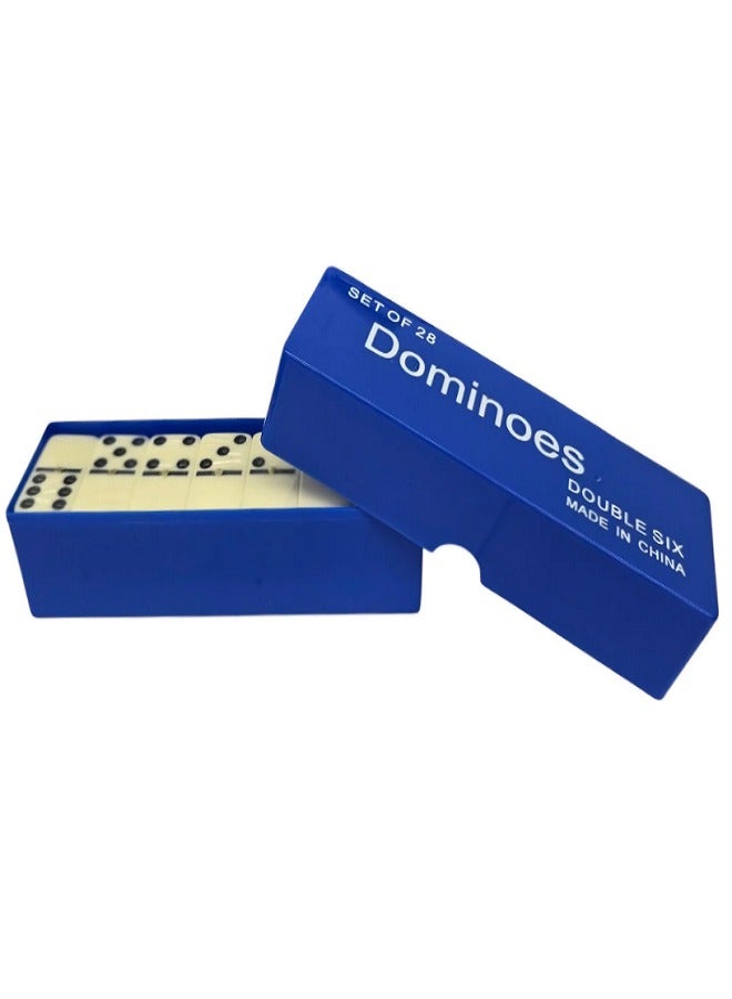 Double Dominoes Set 28 Pieces High Quality for Entertaining Family and Friends - Durable Design for All Ages (Blue)  - Image 1