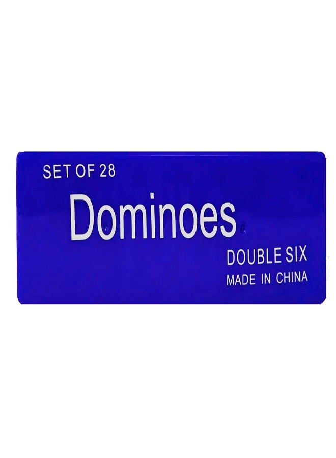 Double Dominoes Set 28 Pieces High Quality for Entertaining Family and Friends - Durable Design for All Ages (Blue)  - Image 3