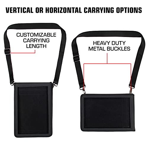 USA GEAR Tablet Holder Case Compatible with iPad mini 7 - Travel Bag Carry Cover with Open Front Design & Adjustable Shoulder Carrying Strap fits iPad mini Tablets (Black) for 7.9" Tablets - Image 2