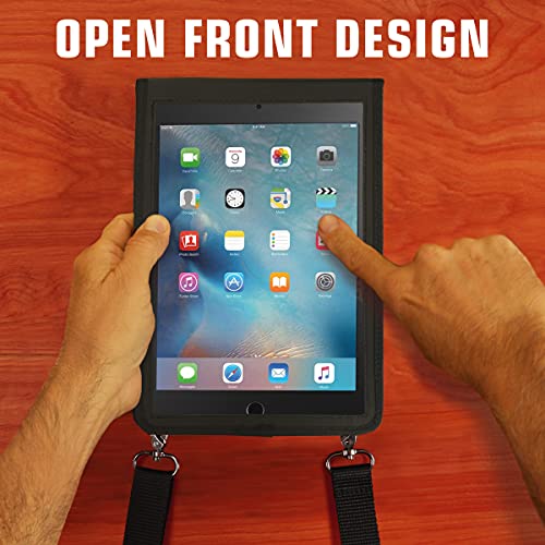 USA GEAR Tablet Holder Case Compatible with iPad mini 7 - Travel Bag Carry Cover with Open Front Design & Adjustable Shoulder Carrying Strap fits iPad mini Tablets (Black) for 7.9" Tablets - Image 4