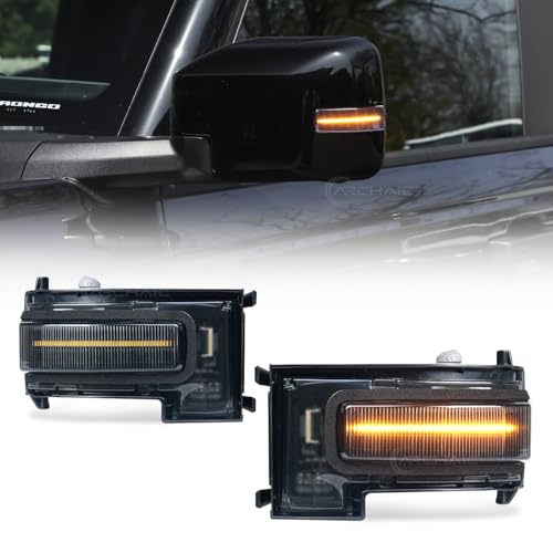 Archaic LED Side Mirror Marker Light for Ford Bronco/Bronco Sport 2021-2025, Sequential Turn Signal Running Side Lamps, Switchable Amber/White DRL Side Marker, Plug and Play - Image 1