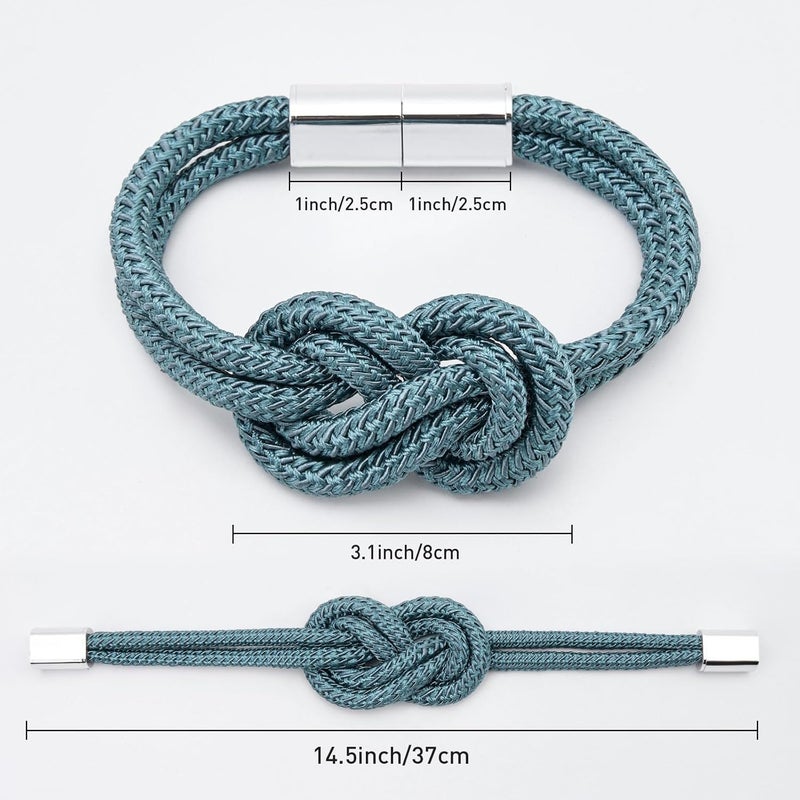 NICEEC 4 Pack Mini Magnetic Curtain Tiebacks Nordic Simple Style Drape Tie Backs Elegant Hand Weave Rope Knot Decorative Curtain Holdbacks for Home & Office Thin Window Drapery (Teal) - Image 3