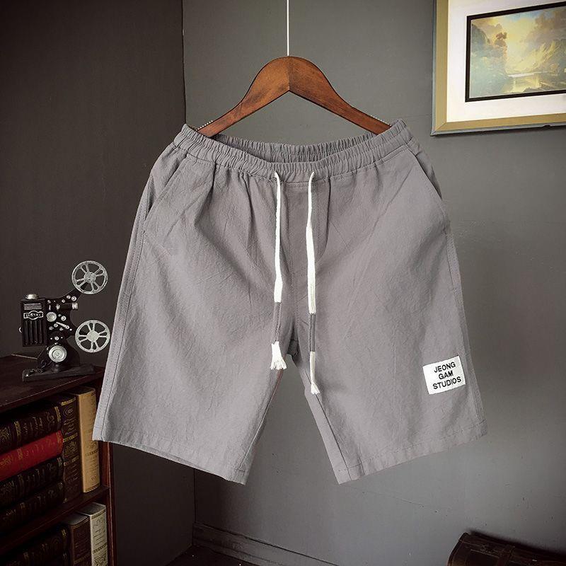 Linen Shorts Mens Chinese Style plus size Straight Beach Pants Youth Summer Thin Cotton and Linen Mens Trendy Pants White  - Image 2
