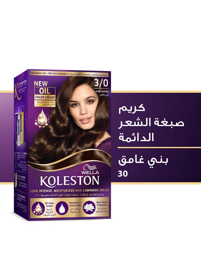 WELLA Koleston Oil Color Cream Dark Brown 3/0 142ml - Image 3