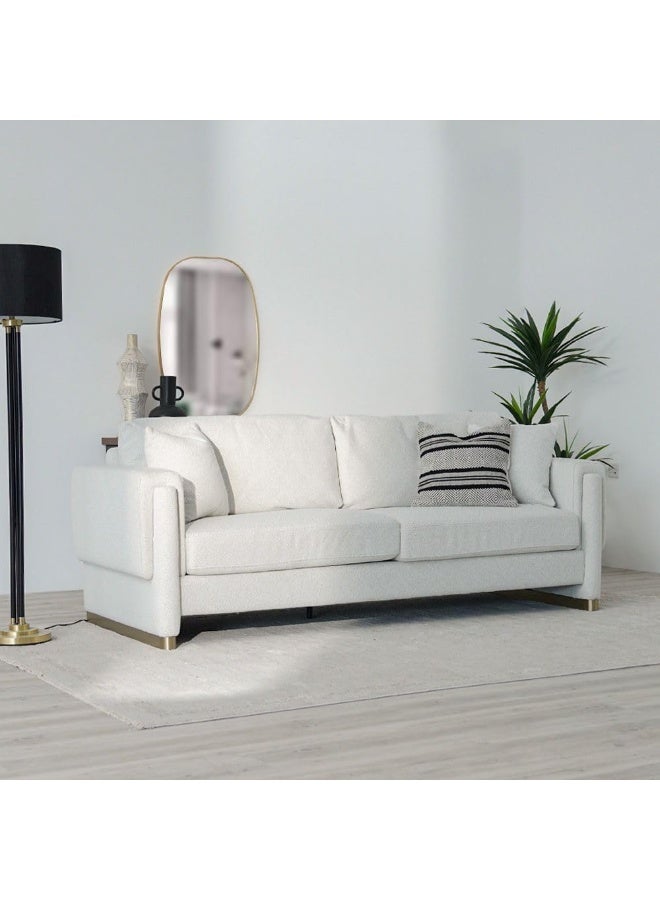 Comfynest Comfynest Eltham 3Seater Fabric Sofa With 2Years Warranty 225X92X79Cm White - Image 2