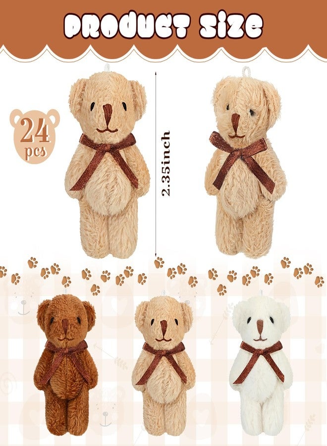 Jenaai 24 Pack Mini Bears with Bow Tie 2.35 Inch Plush Stuffed Tiny Bears Doll Bulk Small Animal for Graduation Gift Birthday Gifts Party Favors DIY Keychain Crafts - Image 3