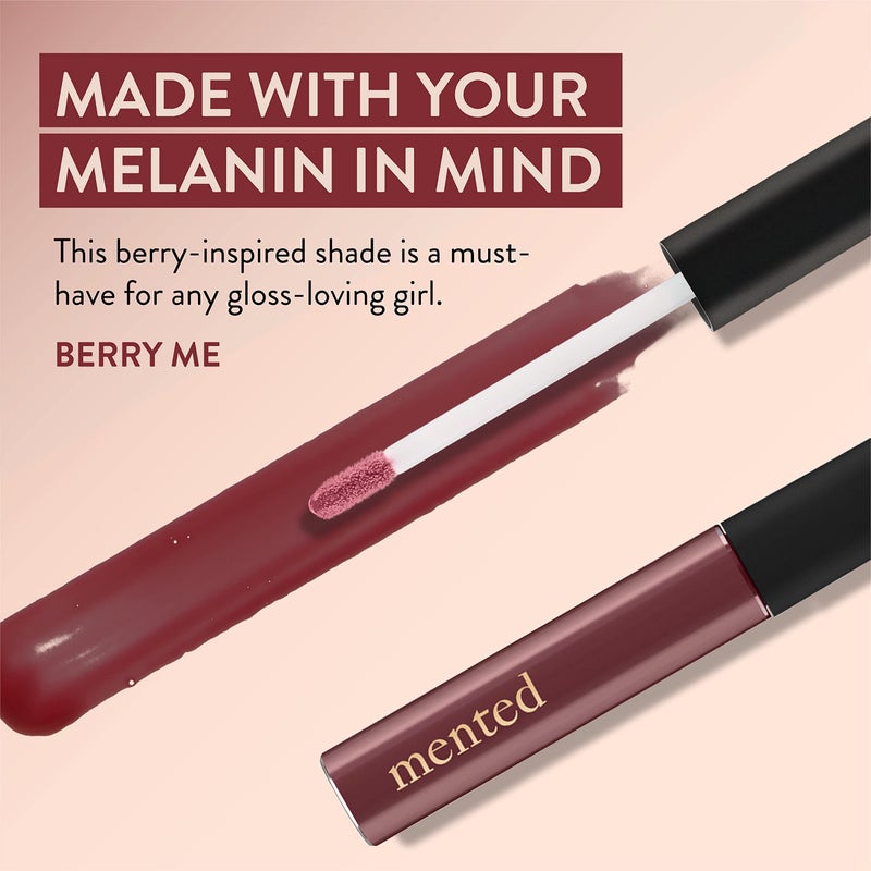 Mented Cosmetics Lip Gloss for Women Tinted Lip Balm Stain, Long Lasting Buildable Moisturizing Lipgloss Lipstick Topper, Made in USA, Cruelty Free Vegan Makeup, Berry Me - Image 4