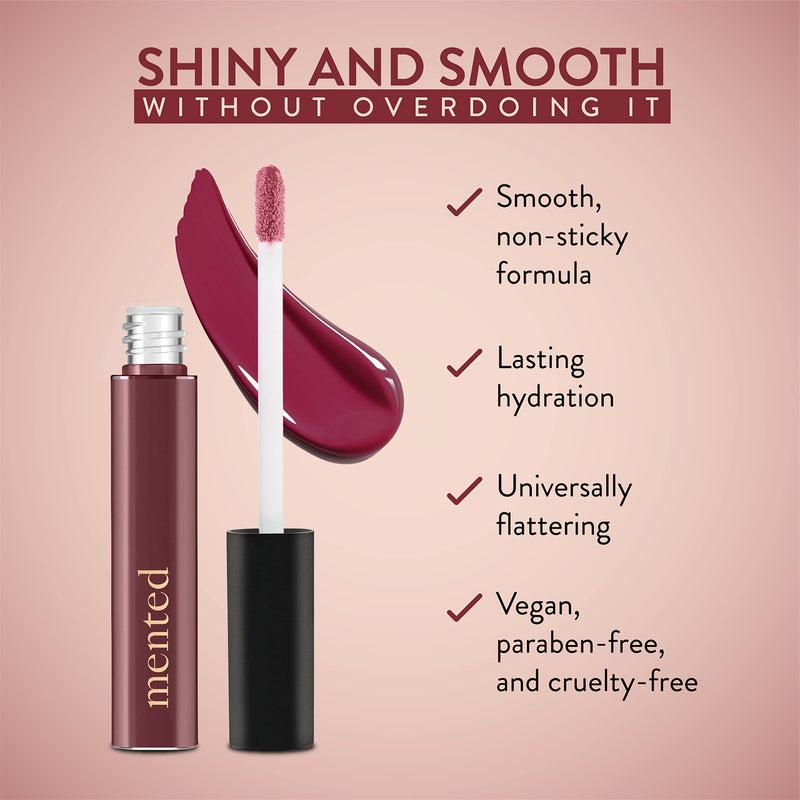 Mented Cosmetics Lip Gloss for Women Tinted Lip Balm Stain, Long Lasting Buildable Moisturizing Lipgloss Lipstick Topper, Made in USA, Cruelty Free Vegan Makeup, Berry Me - Image 5