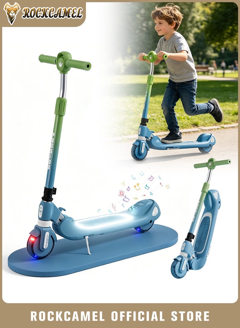 ROCKCAMEL 2-Wheel Kick Scooter, Gliding Scooter With Music And LED Light-Up Wheels, Outdoor Riding Toy For Kids Aged 4-16, Blue - Image 1
