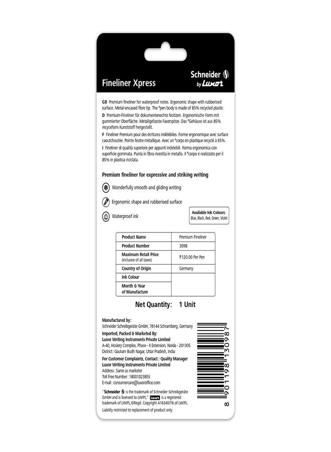 Luxor Schneider Fineliner Xpress | Fineliner | 0.8 mm Tip |Cap off 2-3 Days | Ink Colour Green |German Technology - Image 2