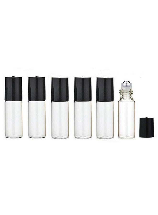 VASANA 6Pcs 5Ml/0.1Oz Mini Empty Refill Clear Glass Essential Oil Rollon Bottles With Stainless Steel Roller Balls And Black Cap Travel Sample Packing Jar Pot Makeup Cosmetic Lip Balm Storage Holder  - Image 2