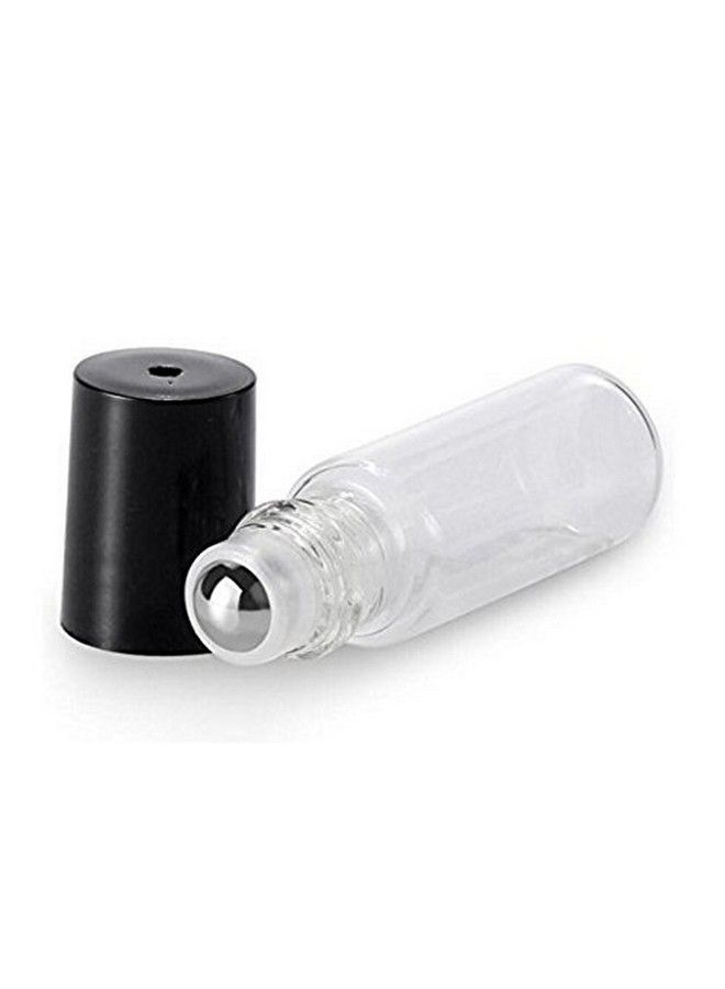 VASANA 6Pcs 5Ml/0.1Oz Mini Empty Refill Clear Glass Essential Oil Rollon Bottles With Stainless Steel Roller Balls And Black Cap Travel Sample Packing Jar Pot Makeup Cosmetic Lip Balm Storage Holder  - Image 3