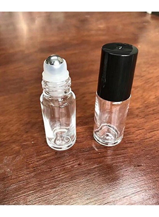VASANA 6Pcs 5Ml/0.1Oz Mini Empty Refill Clear Glass Essential Oil Rollon Bottles With Stainless Steel Roller Balls And Black Cap Travel Sample Packing Jar Pot Makeup Cosmetic Lip Balm Storage Holder  - Image 5