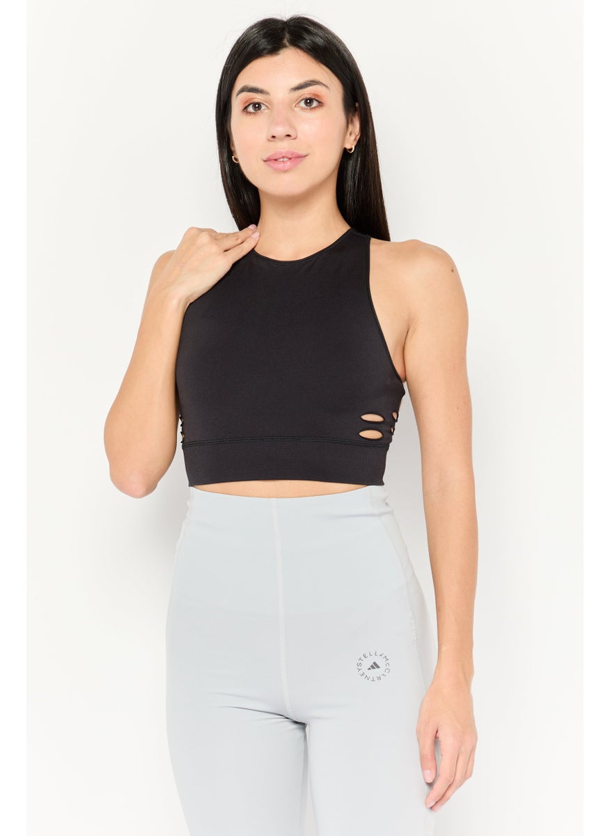 adidas By Stella McCartney - Women Sportswear Fit Brand Logo Tanning Top, Black - Image 1