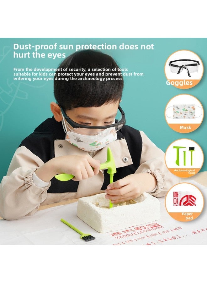 Archaeology Classroom Dinosaur DIY Assembled Skeleton Simulation Fossil Model Children's Archaeological Excavation Toy Set-Color:KG8004 Tyrannosaurus Rex (with Digging Suit + Mask + Goggles)  - Image 5