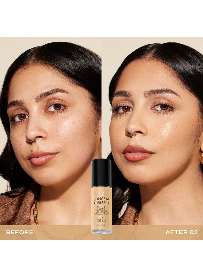 Milani Conceal + Perfect Liquid Foundation - Light Beige, 1 Fl. Oz. Cruelty-Free, Water-Resistant, Oil-Free, Medium-To-Full Coverage, Satin Matte Finish - Image 2