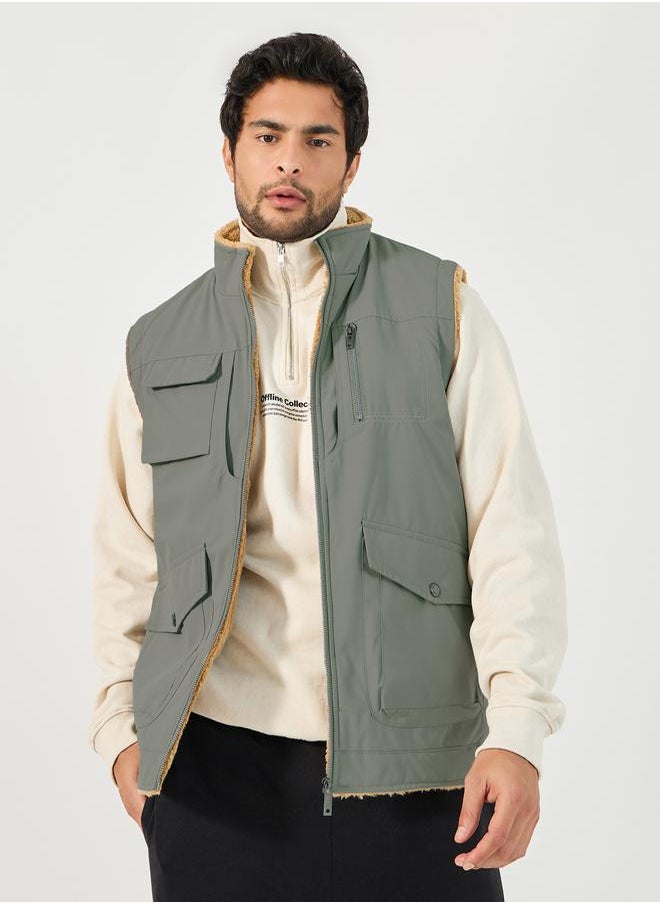 Styli - Warm Fleece Lined Gilet Jacket with Zip Detail - Image 1