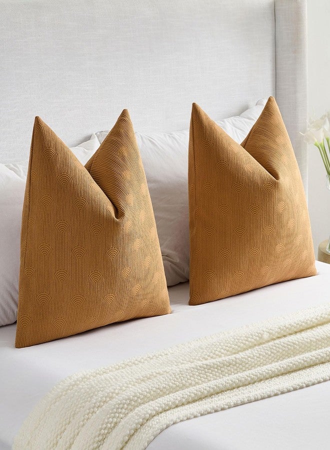FUTEI Bronze Chenille Decorative Throw Pillow Covers 18x18 Inch Set of 2,Soft Cozy Striped Geometric Patterns Cushion Case,Modern Home Decor for Couch Bed Living Room - Image 5