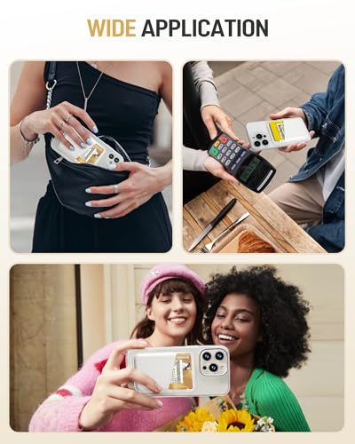 Senose Back of Phone Card Holder, Leather White Cell Wallet Stick on, Slim Credit Card Holder for PhoneCase, Card Holder for Back ofPhone Compatible for iPhone, Samsung, and Android - 2 Pack - Image 5