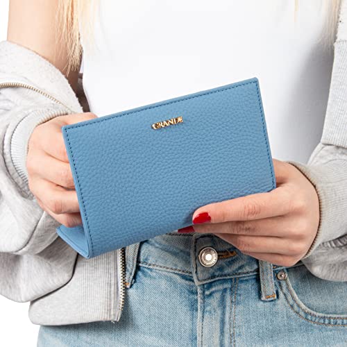 grande 2804 Genuine Leather Medium Bifold Wallet For Women Minimalist Wallet Ladies Zippered Mini Purse Small Card Holder (Green) - Image 5