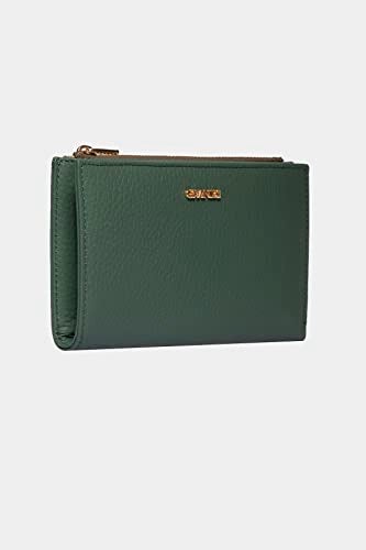 grande 2804 Genuine Leather Medium Bifold Wallet For Women Minimalist Wallet Ladies Zippered Mini Purse Small Card Holder (Green) - Image 4