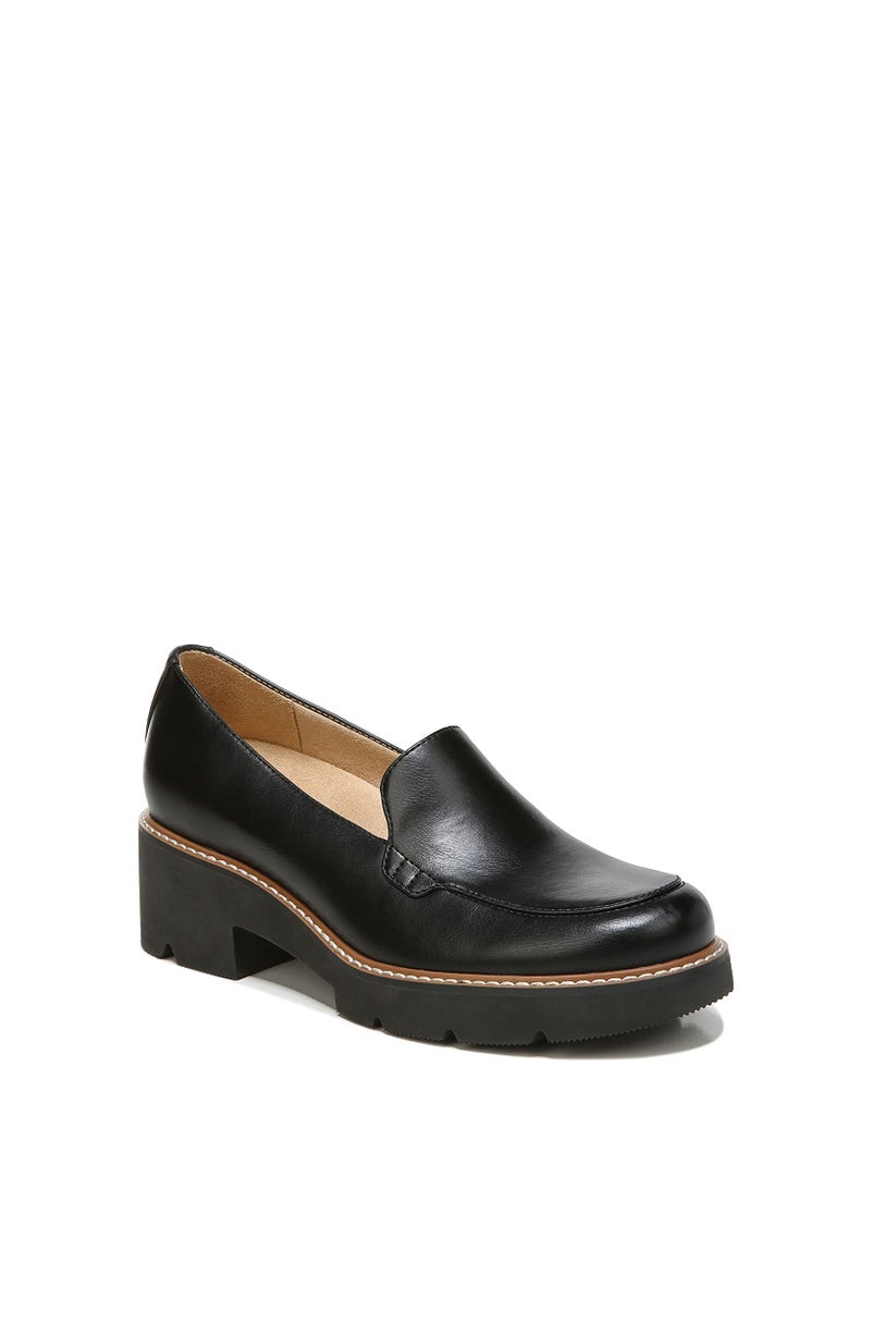 Naturalizer Womens Cabaret Slip On Lightweight Lug Heeled Loafer, Black Smooth, 10 M - Image 3